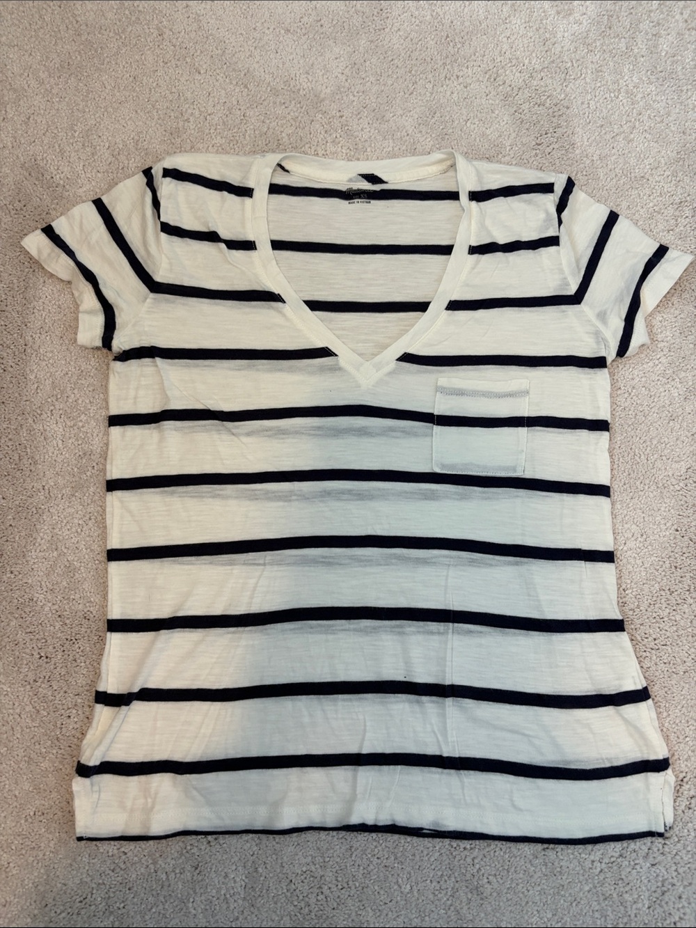 Madewell Navy & Ivory Striped T Shirt, XS